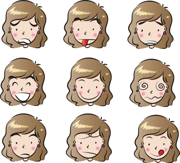 Cartoongesichter Verschiedener Emoticons Vektorillustration — Stockvektor