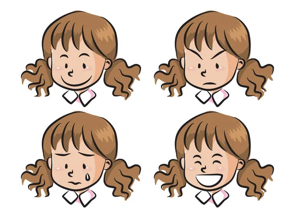 Dessins Animés Garçons Filles Visages — Image vectorielle