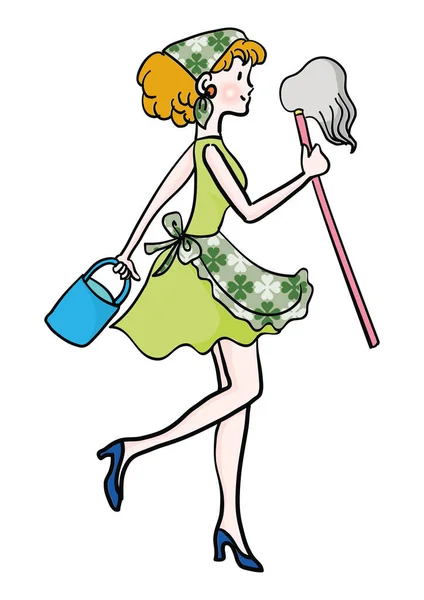 Fille Dans Une Robe Avec Sac — Image vectorielle