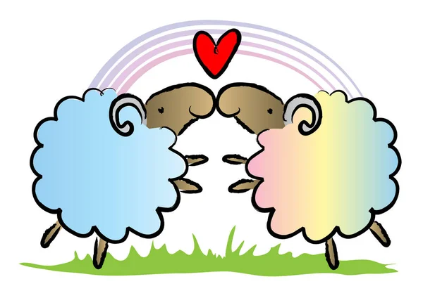 Vector Illustration Cartoon Sheep — Stock Vector