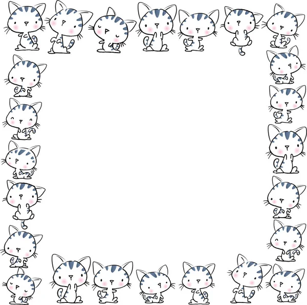 Χαριτωμένες Γάτες Κινουμένων Σχεδίων Λευκό Φόντο — Διανυσματικό Αρχείο