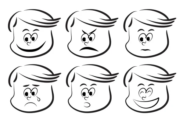 Uppsättning Känsloikoner Vektor Illustration — Stock vektor