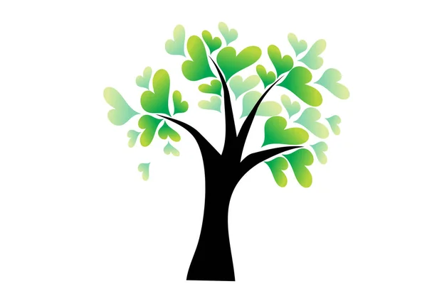 Árbol Con Hojas Verdes Sobre Fondo Blanco — Vector de stock