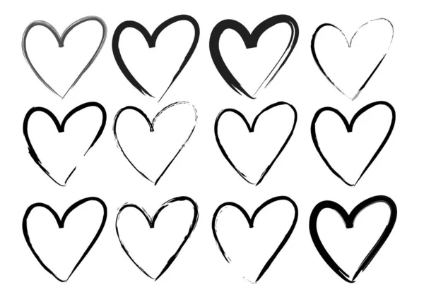 Set Vector Hearts White Background — Stock Vector