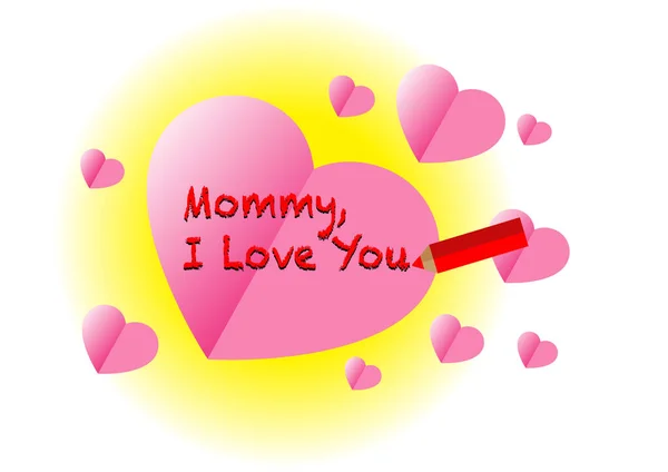 Happy Mother Day Card Hearts Text — Stock Vector