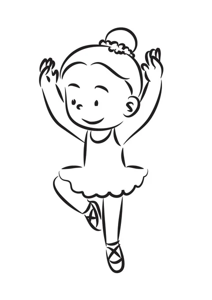 Pequeña Chica Dibujos Animados Bailando Vector Ilustración — Archivo Imágenes Vectoriales