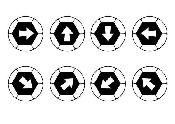 Icône Signe Flèche Balle Définie Sur Fond Blanc — Image vectorielle