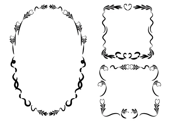 Set Vector Floral Frames — Stock Vector