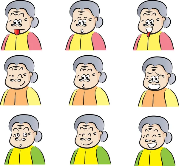 一套祖母的各种表达方式 — 图库矢量图片