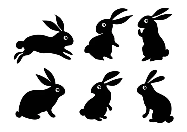 兔子和兔子的病媒群 — 图库矢量图片