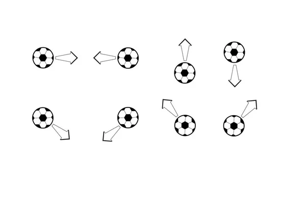 Bal Pijl Teken Pictogram Ingesteld Witte Achtergrond — Stockvector