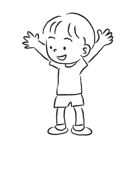 Ruční Kreslení Kreslený Chlapec Běží — Stockový vektor