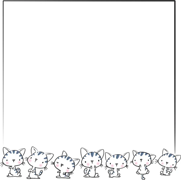Χαριτωμένες Γάτες Κινουμένων Σχεδίων Λευκό Φόντο — Διανυσματικό Αρχείο
