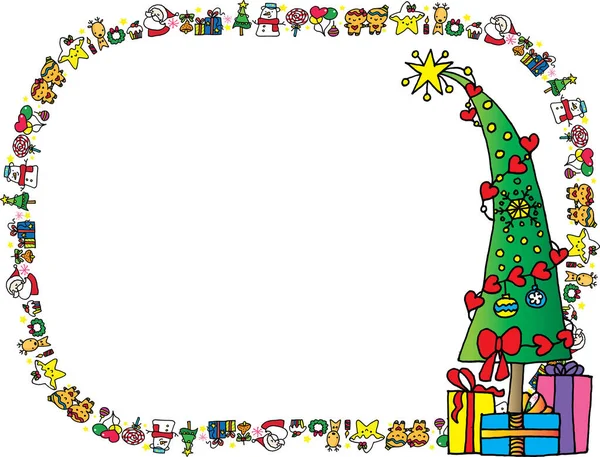 Bir kardan adam ve hediye ile Noel çerçevesi