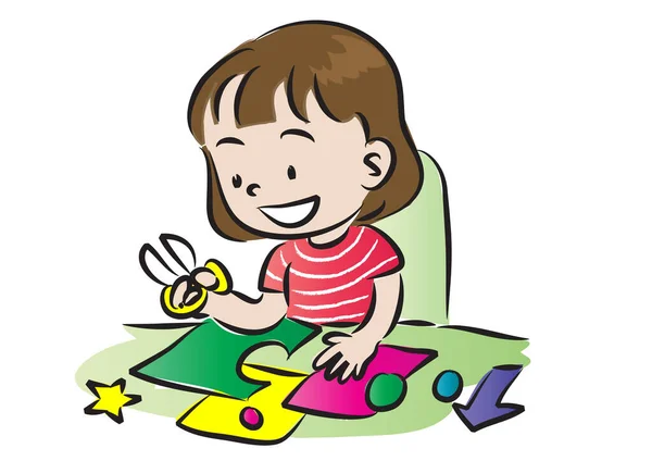 Niño Con Cepillo Para Colorear Libro — Vector de stock