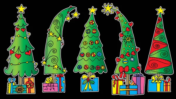 Christmas Tree Gifts Vector Illustration — Stock Vector
