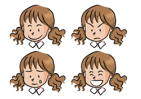 漫画少年少女の顔 — ストックベクタ