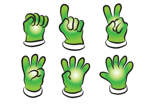 Мультяшна Рука Намальована Стиль Іконки Набір Різними Руками Чотирьох Кольорах — стоковий вектор