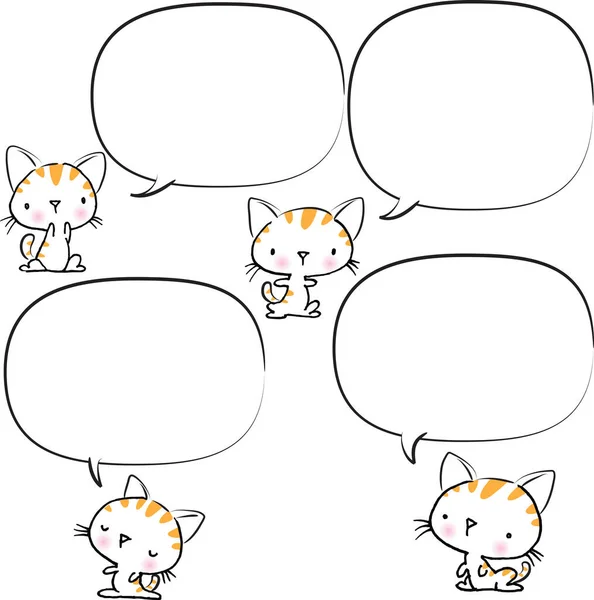 白を背景にした漫画の猫 — ストックベクタ
