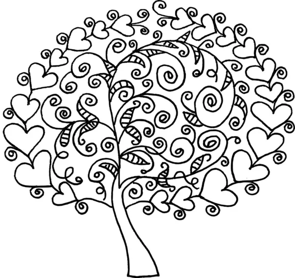 Árvore Com Folhas Corações — Vetor de Stock