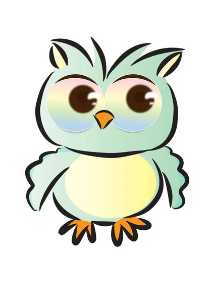 Vector Illustration Cute Cartoon Owl White Background — Stock Vector