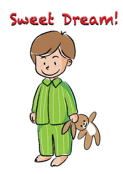 Vector Illustratie Van Een Leuke Jongen Met Een Hond — Stockvector