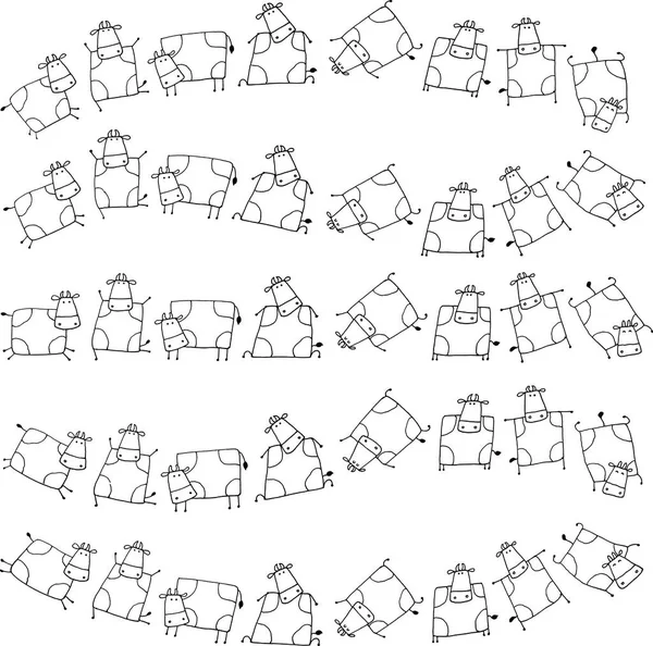 Drôles Vaches Dessin Animé Sur Fond Blanc Illustration Vectorielle — Image vectorielle