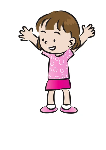 Little Girl Cartoon Character Vector Illustration — Stock Vector