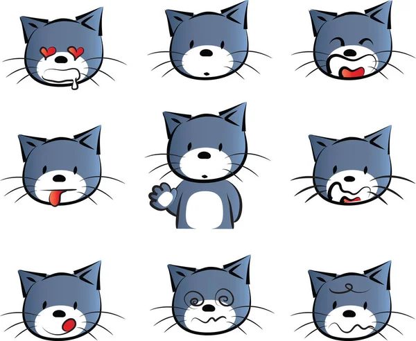 Engraçados Desenhos Animados Gatos Isolados Fundo Branco Vetor —  Vetores de Stock