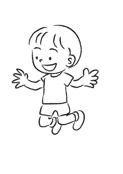 Ручний Малюнок Мультфільм Щасливі Діти — стоковий вектор