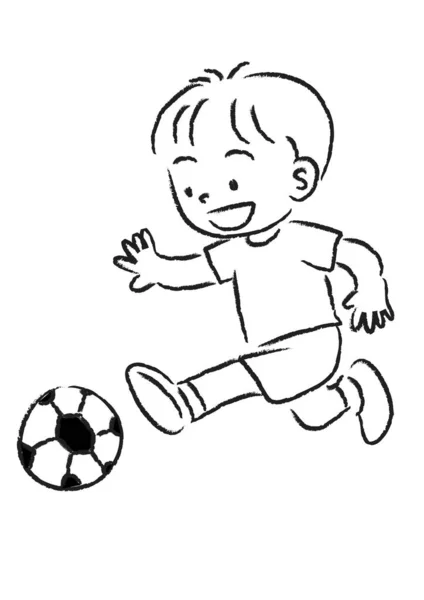 Footballeur Avec Ballon Uniforme Noir — Image vectorielle