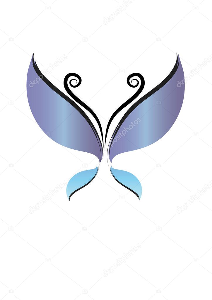 Vector illustration of colorful butterfly on white background