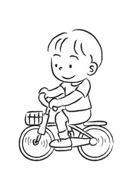 Bisiklet süren küçük çocuk.