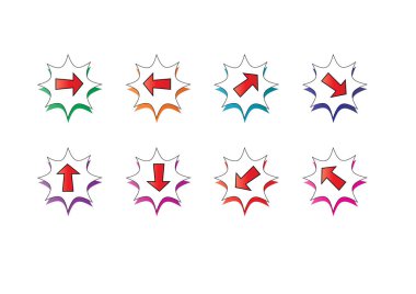 Beyaz arkaplanda ok işareti simgesi ayarlandı 