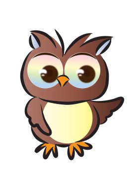 Beyaz arkaplanda sevimli bir baykuşun vektör çizimi 