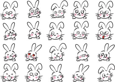 Beyaz arka planda izole edilmiş şirin tavşan.