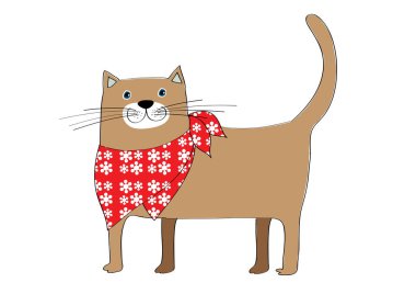 beyaz arka planda çizgi film büyük kedi 