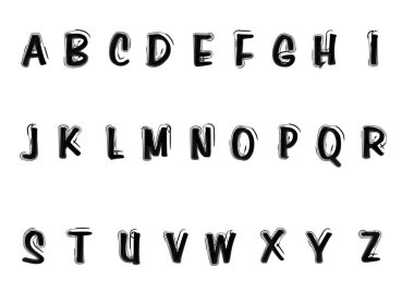 Beyaz arkaplan, vektör, illüstrasyon üzerinde izole edilmiş İngiliz alfabesi