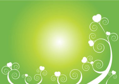 Renkli arka plana karşı ağaçlarda büyüyen kalplerin vektör çizimi 