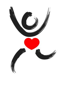 Beyaz arkaplanda kalbi olan kişi simgesi 