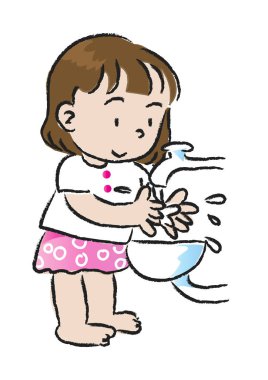 Pembe elbiseli şirin bir kızın vektör çizimi