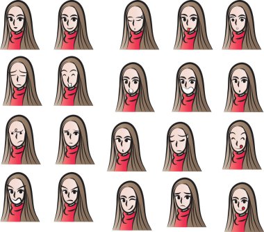 Bir çift güzel kadın yüzü. vektör illüstrasyonu