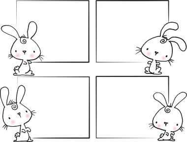 Tavşan ve tavşanlı mutlu Paskalya tebrik kartları