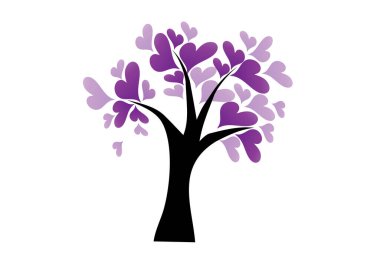 Yapraklı ağaç ve çiçek vektör illüstrasyonu