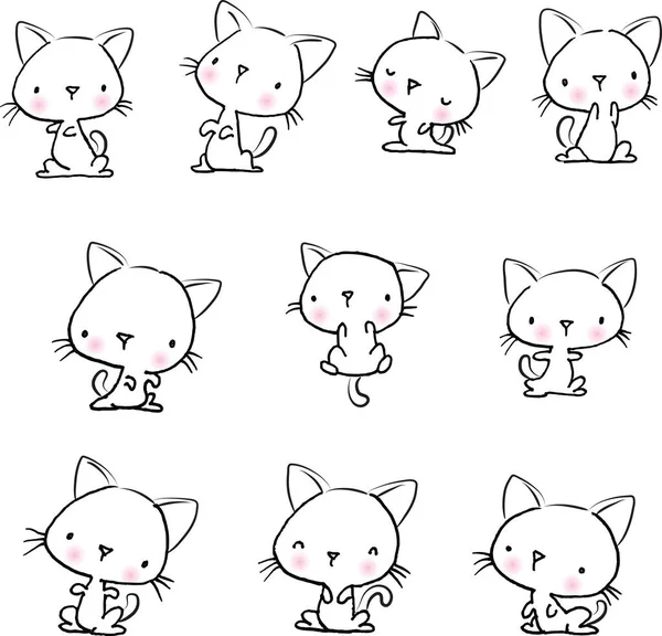 白い背景に隔離された面白い漫画の猫 — ストックベクタ
