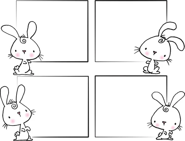 ウサギとウサギとの幸せなイースターグリーティングカード — ストックベクタ