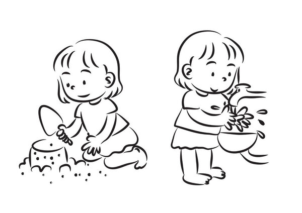 vector illustration of children playing in the park