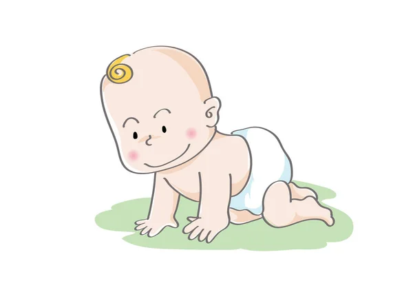 stock vector cute baby girl in a diaper with a pacifier