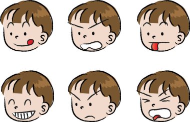 farklı ifadelerin çizgi film yüzleri