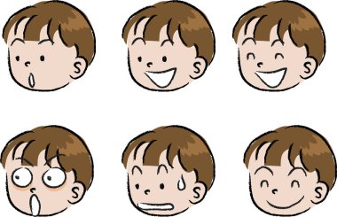 farklı ifadelerin çizgi film yüzleri